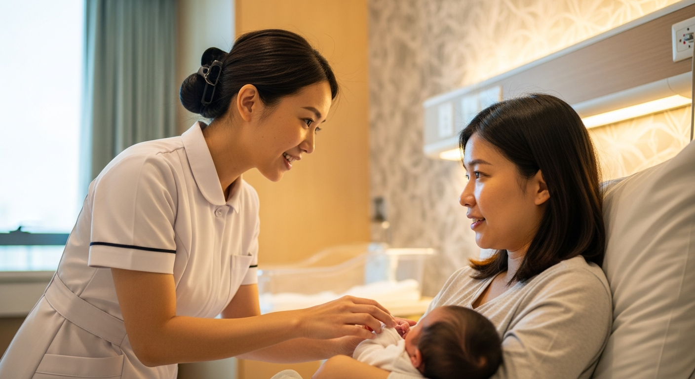 Asian healthcare professional providing care